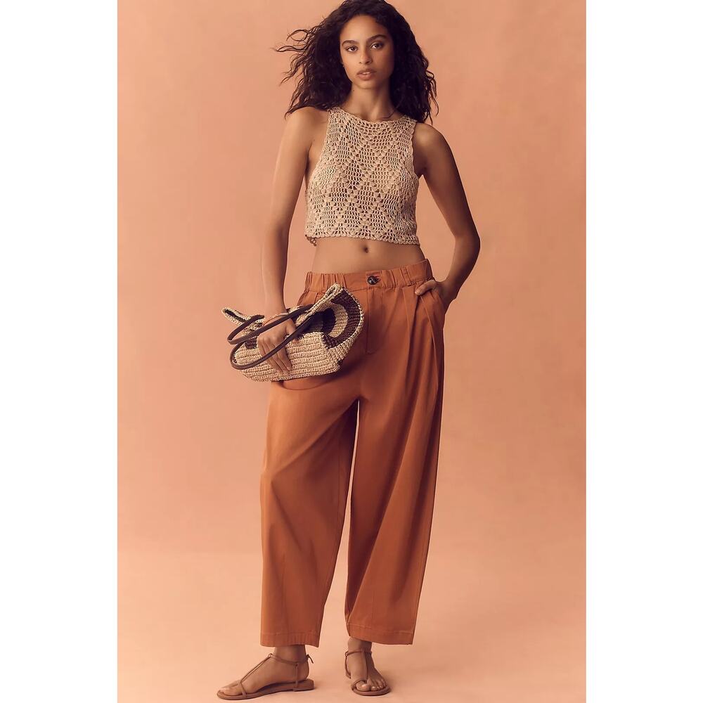 Anthropologie Maeve Curve Poplin Barrel Pants L - Picture 1 of 10